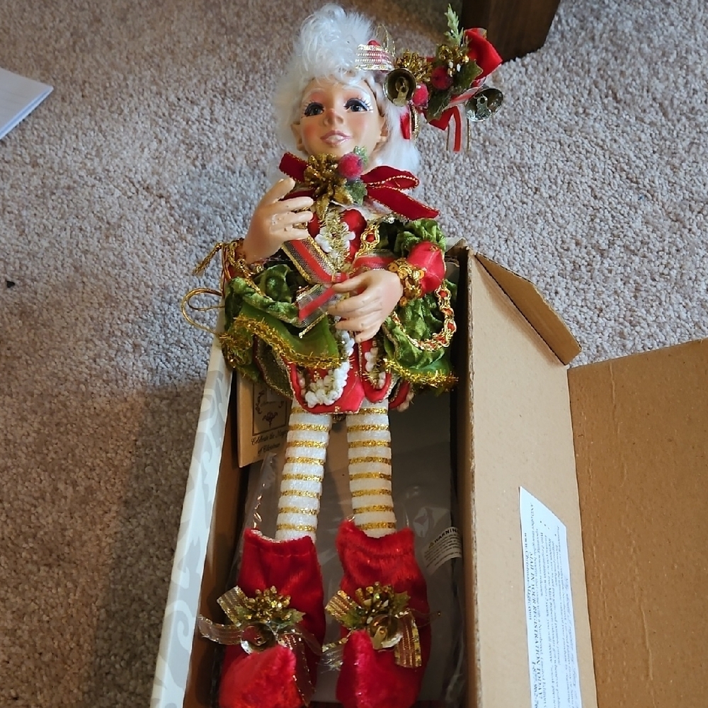 Festive Elf Doll with Red and Green Outfit